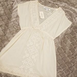 NWT - Sheer Ivory Embroidered Tunic Top